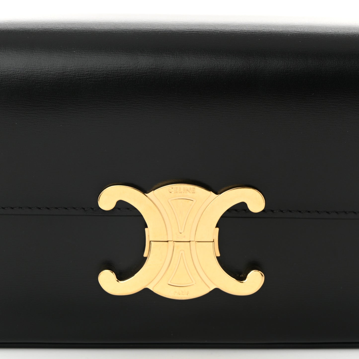 Shiny Calfskin Triomphe Shoulder Bag Black