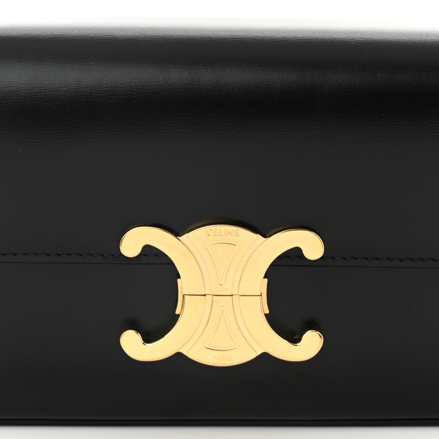 Celine Shiny Calfskin Triomphe Shoulder Bag Black 7 of 9