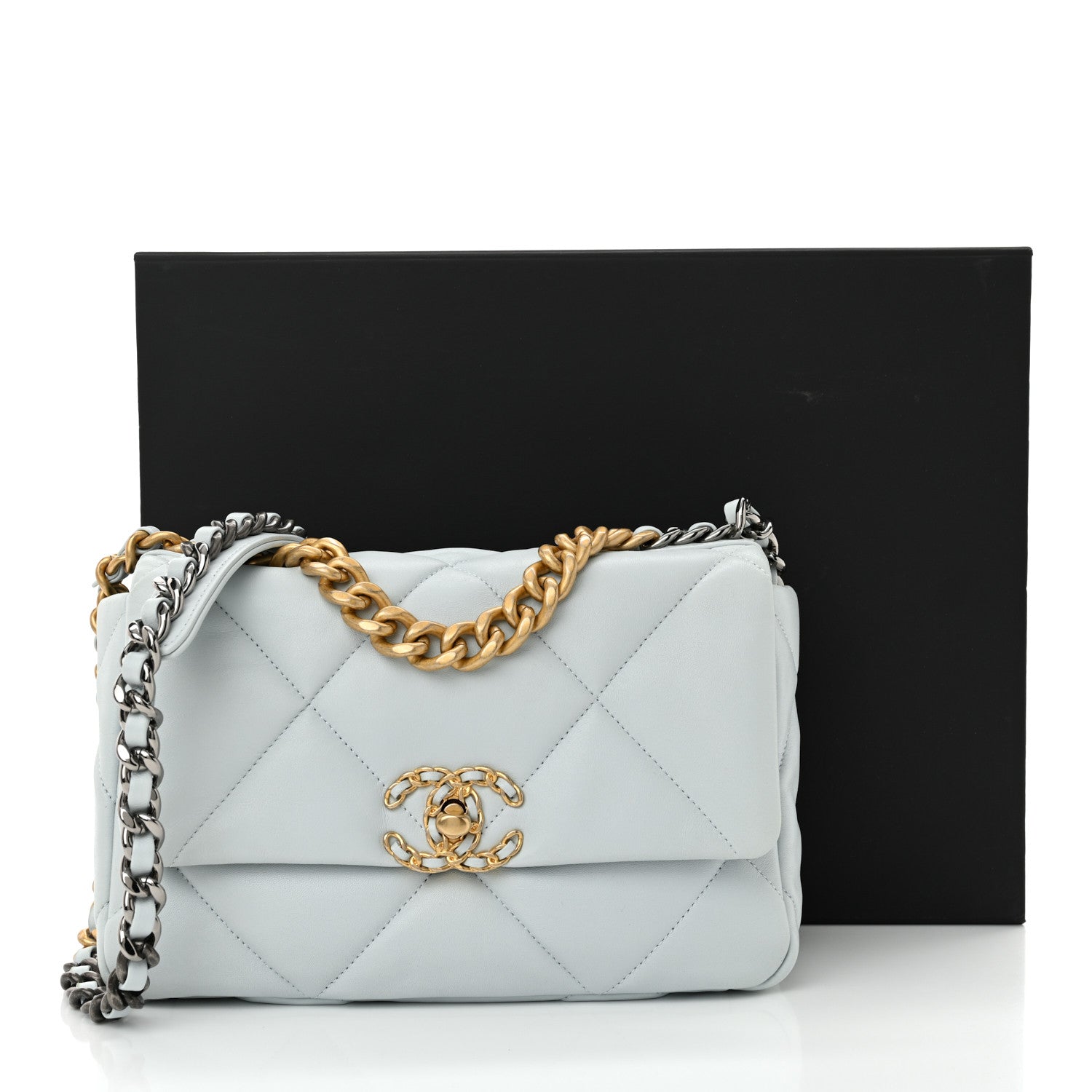 Chanel Lambskin Quilted Medium Chanel 19 Flap Light Blue 12 of 12