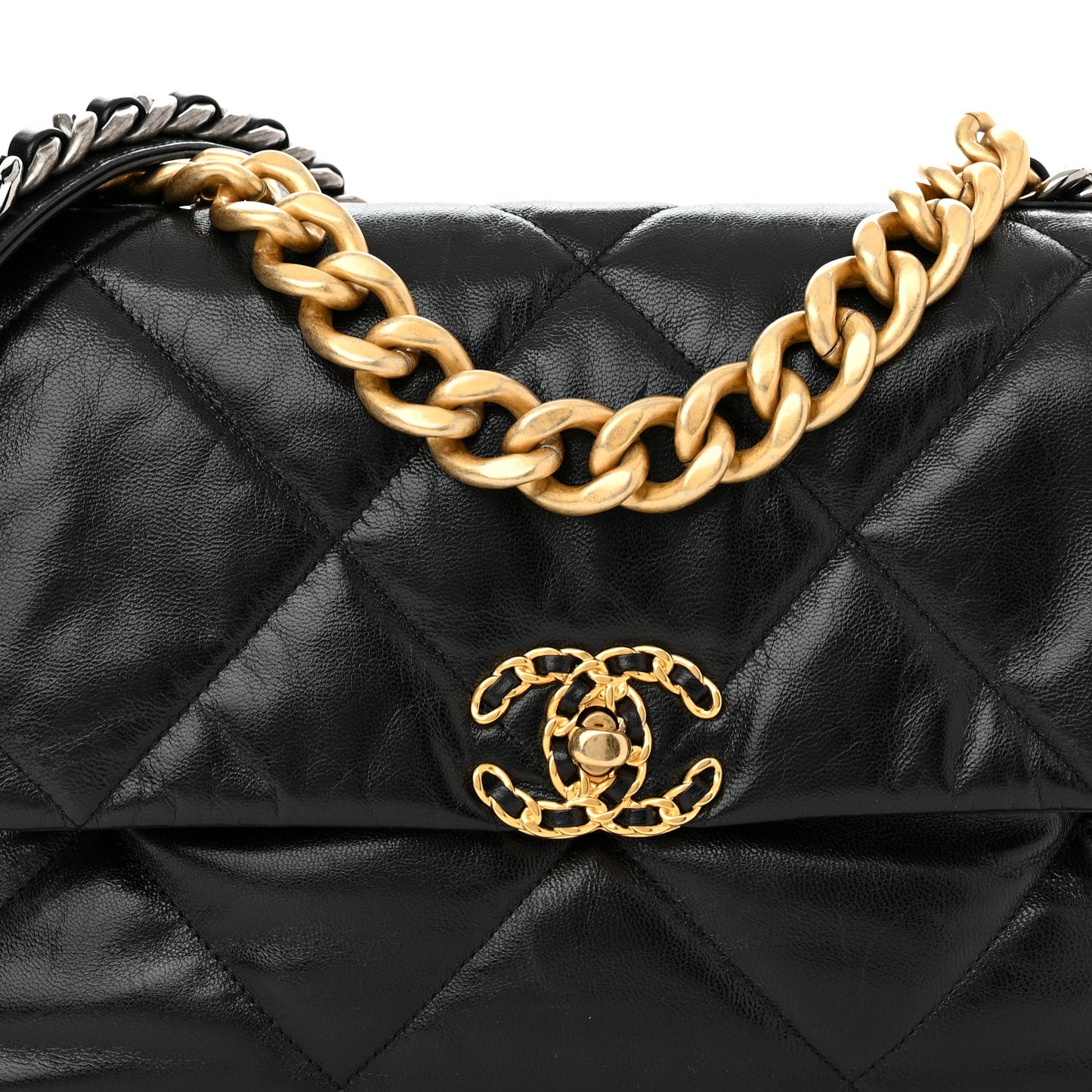 Goatskin Quilted Large Chanel 19 Flap Black