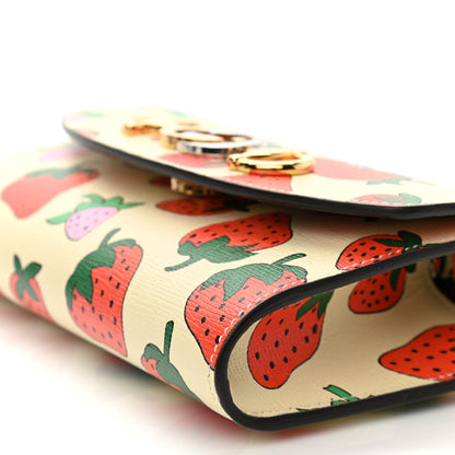 Gucci Calfskin Strawberry Print Mini Zumi Shoulder Bag Ivory Red 11 of 11