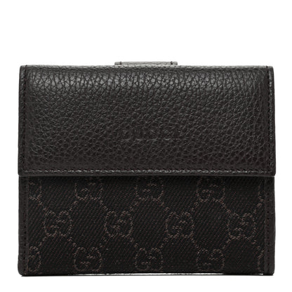 Gucci Calfskin Denim Monogram French Flap Wallet Brown 1 of 11