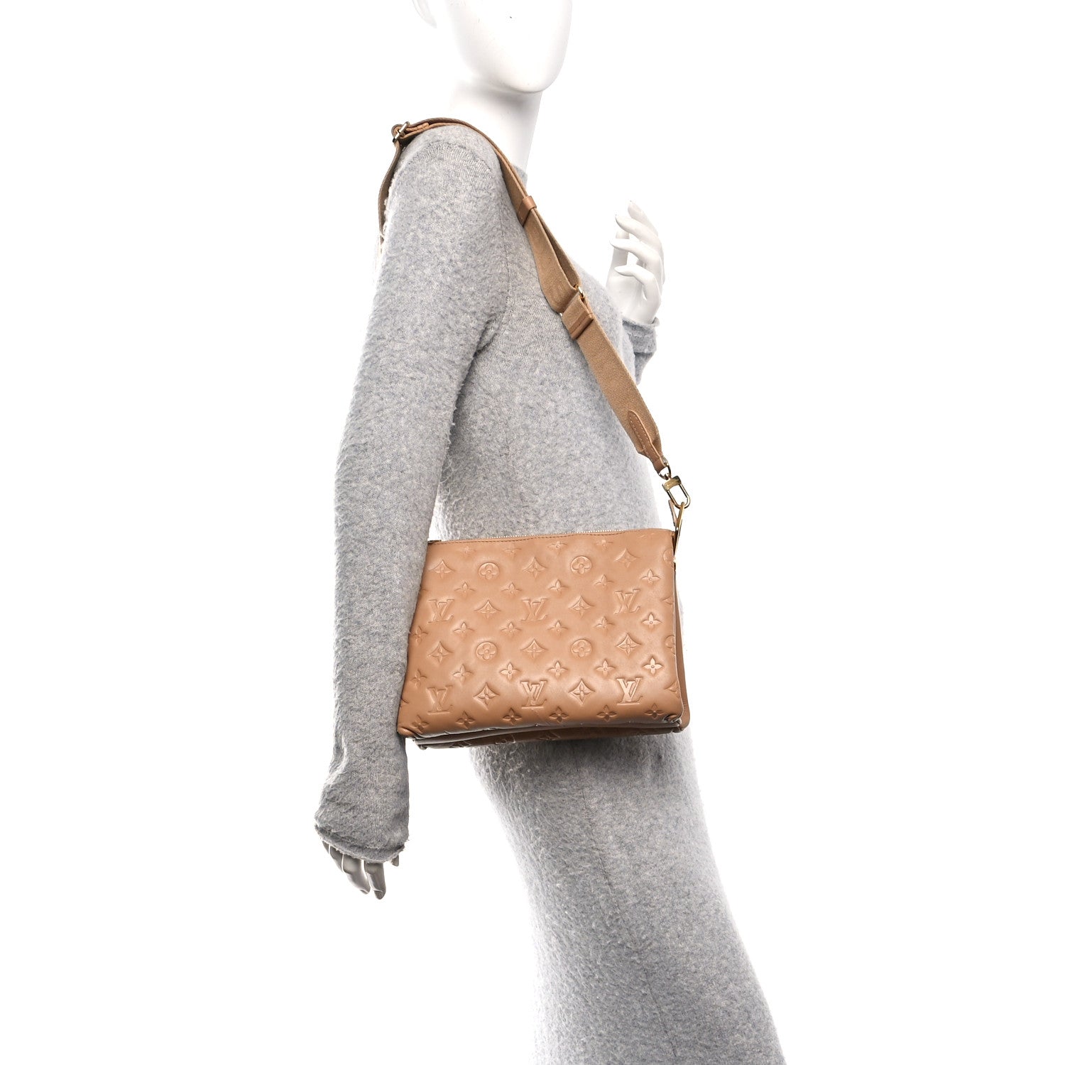 Louis Vuitton Lambskin Embossed Monogram Coussin PM Camel 2 of 10