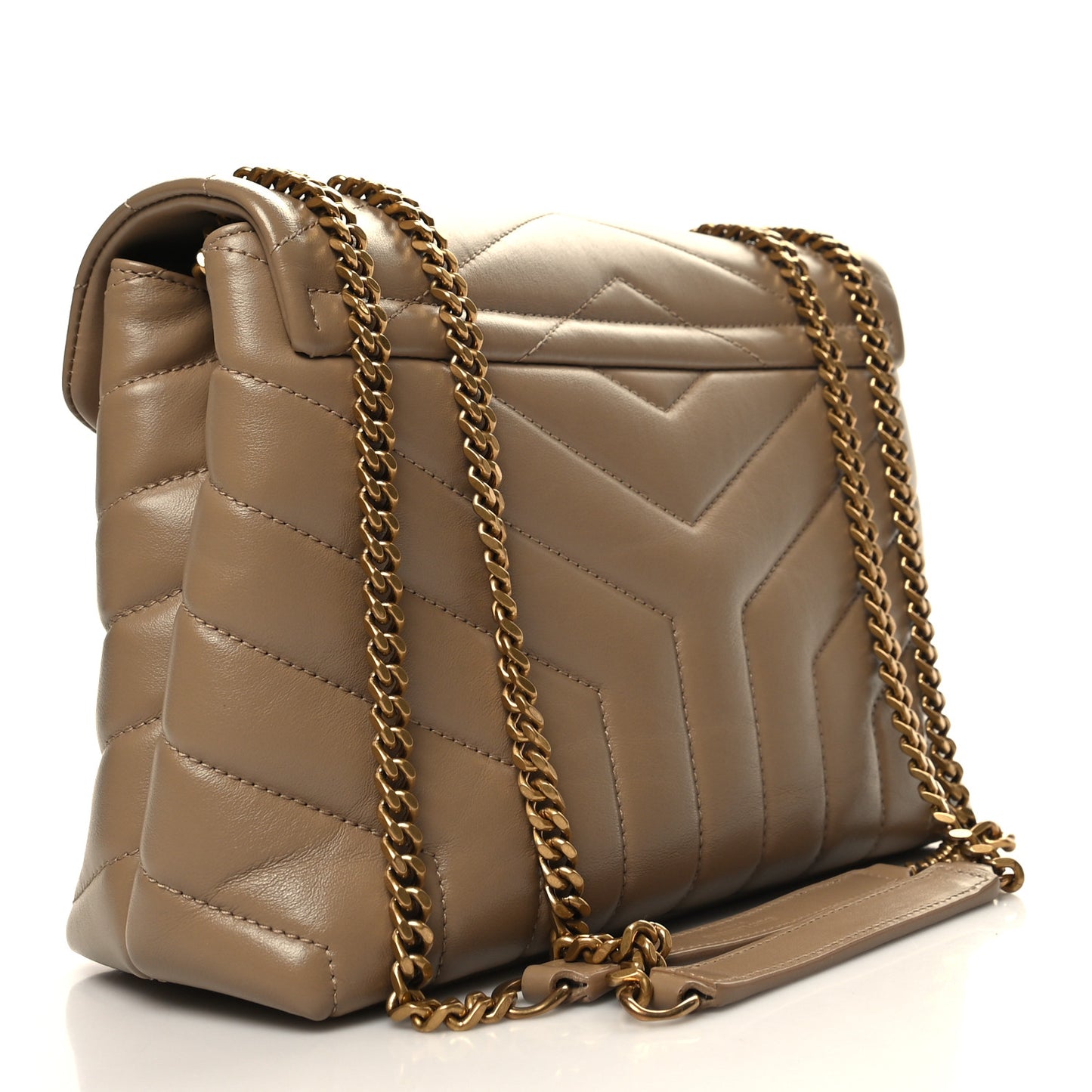 Calfskin Y Quilted Monogram Small Loulou Chain Satchel Dark Beige