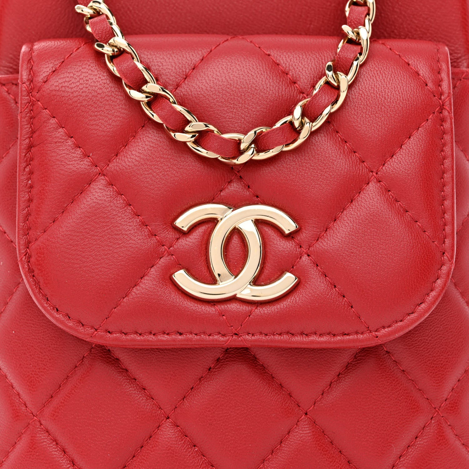Chanel Lambskin Quilted CC Phone Holder Red 9 of 12
