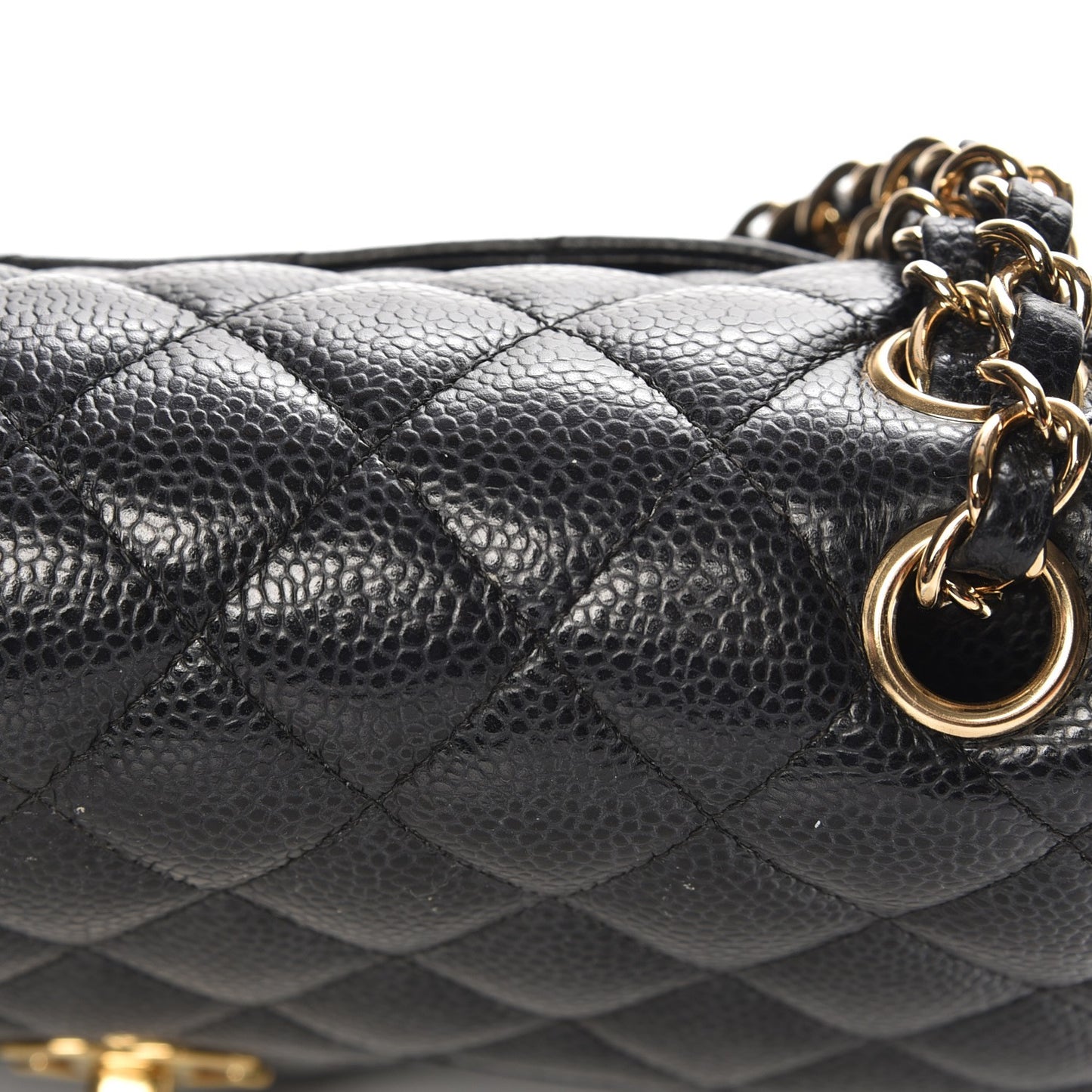 Caviar Quilted Medium Double Flap Black