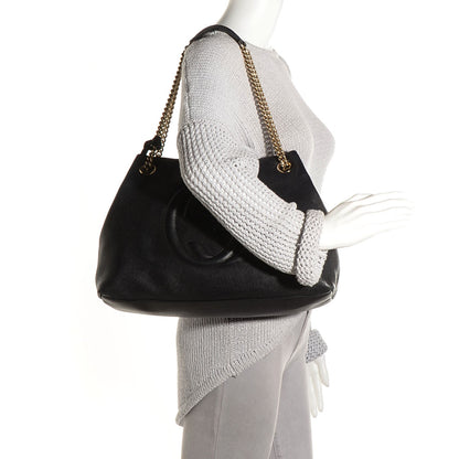 Gucci Pebbled Calfskin Medium Soho Chain Shoulder Bag Black 2 of 7