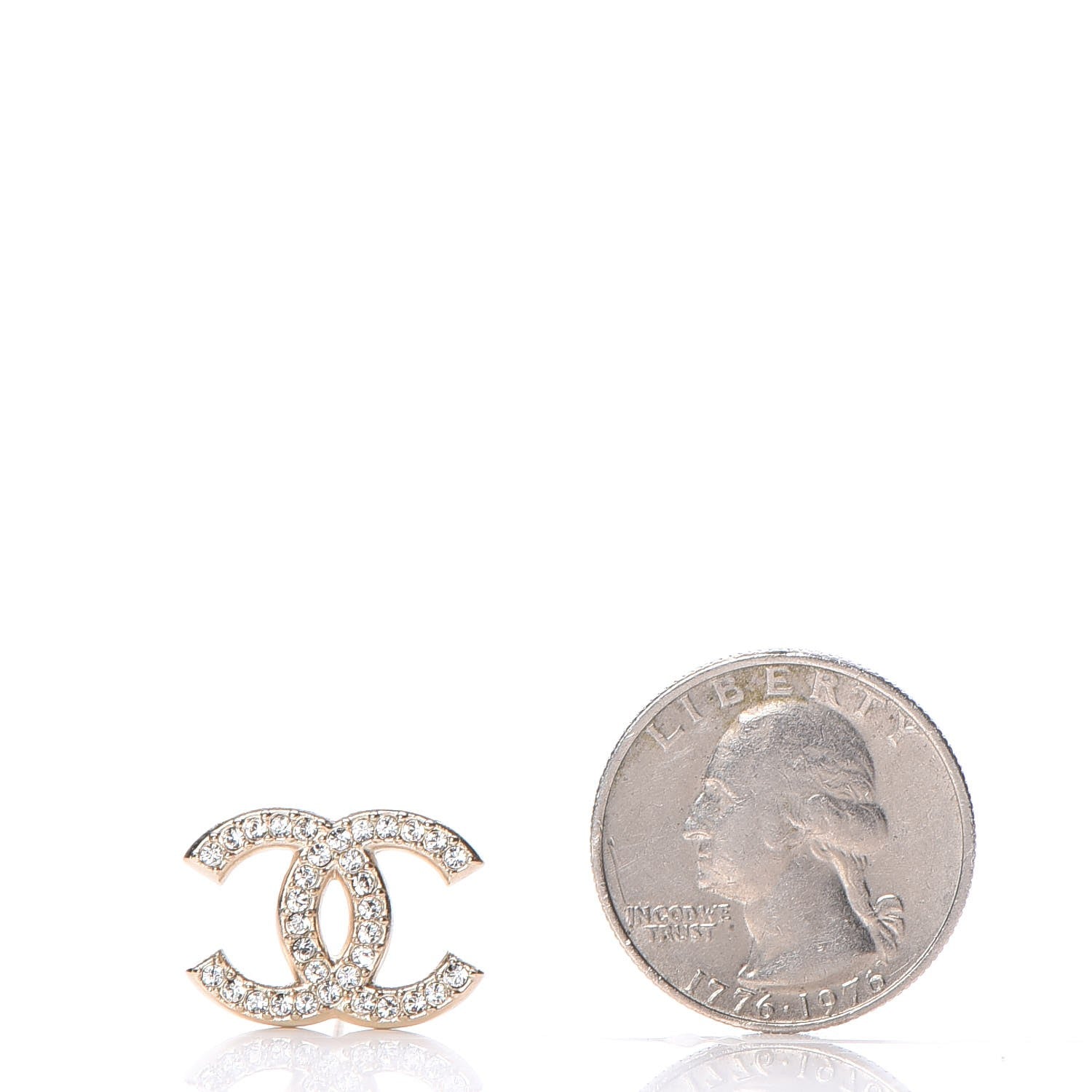Chanel Crystal CC Earrings Gold 2 of 5