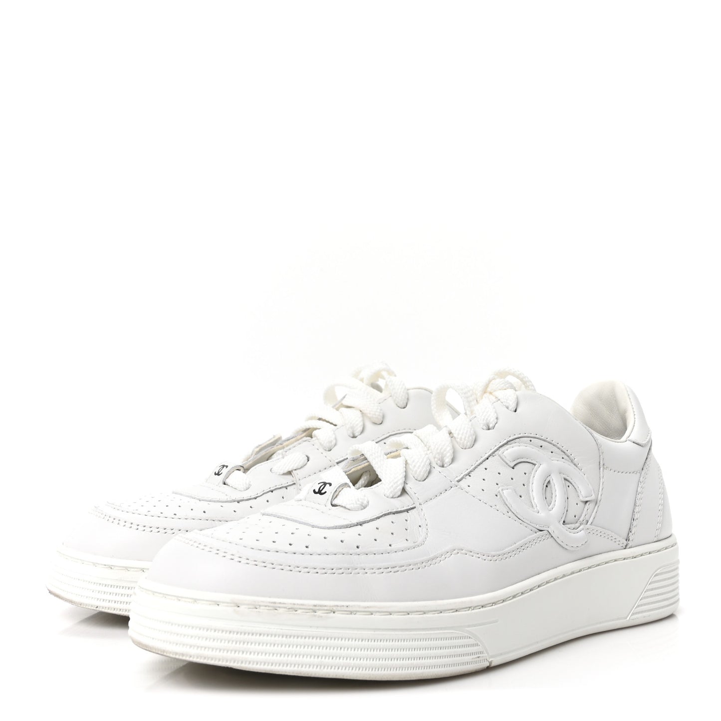 Calfskin CC Womens Sneakers 38 White