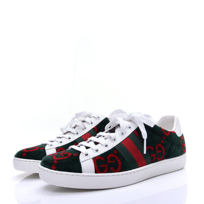 Gucci Terry Cloth GG Monogram Web Womens Ace Sneakers 36.5 Green Red 4 of 12