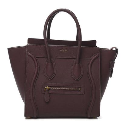 Celine Baby Drummed Calfskin Micro Luggage Burgundy 1 of 10