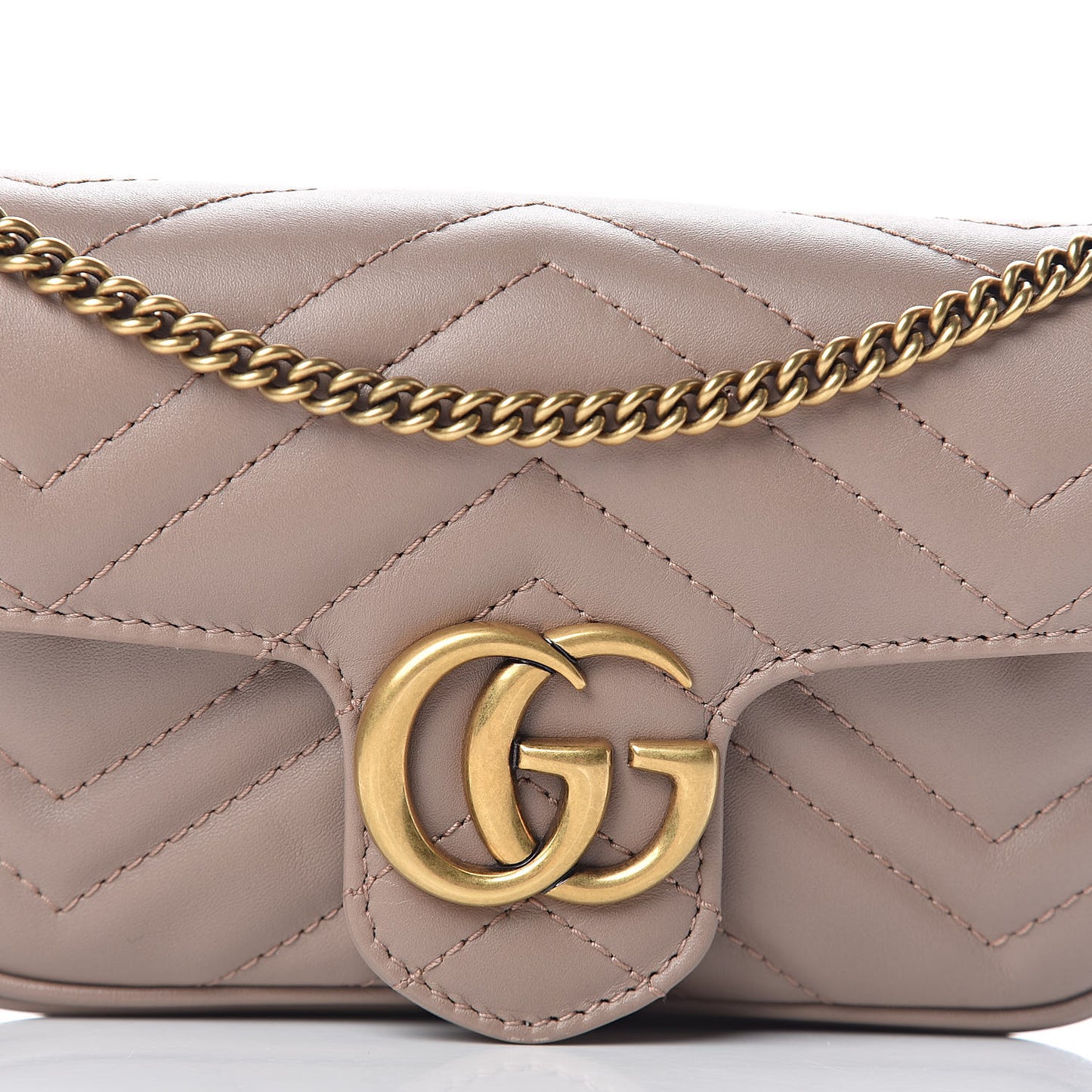 Calfskin Matelasse Super Mini GG Marmont Shoulder Bag Porcelain Rose