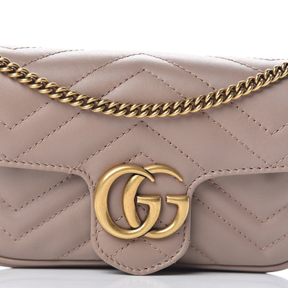 Gucci Calfskin Matelasse Super Mini GG Marmont Shoulder Bag Porcelain Rose 7 of 10