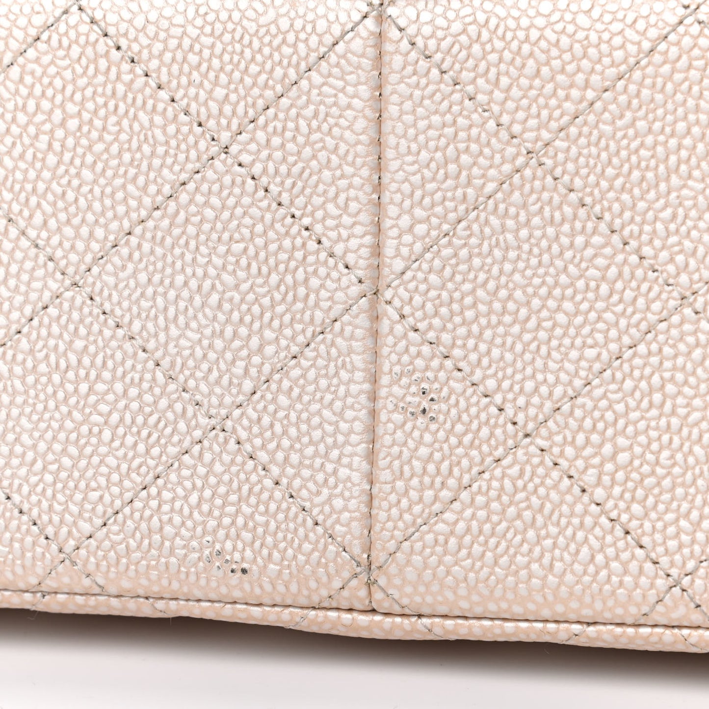 Iridescent Caviar Quilted Jumbo Double Flap Beige