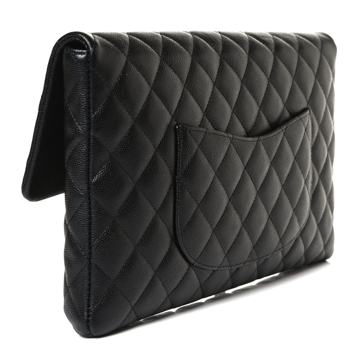 Caviar Quilted Flap Clutch Black