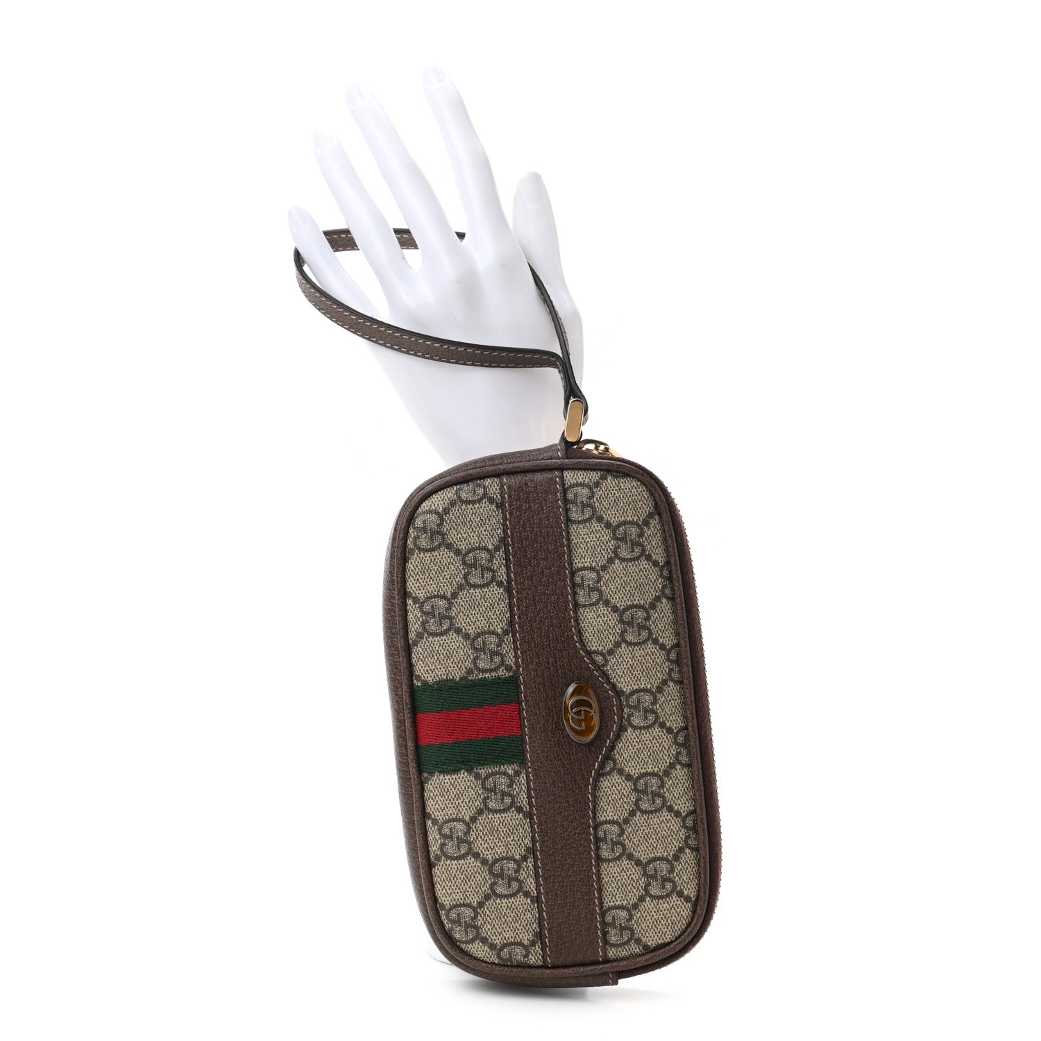Gucci GG Supreme Monogram Ophidia Phone Case Wristlet Brown 2 of 7