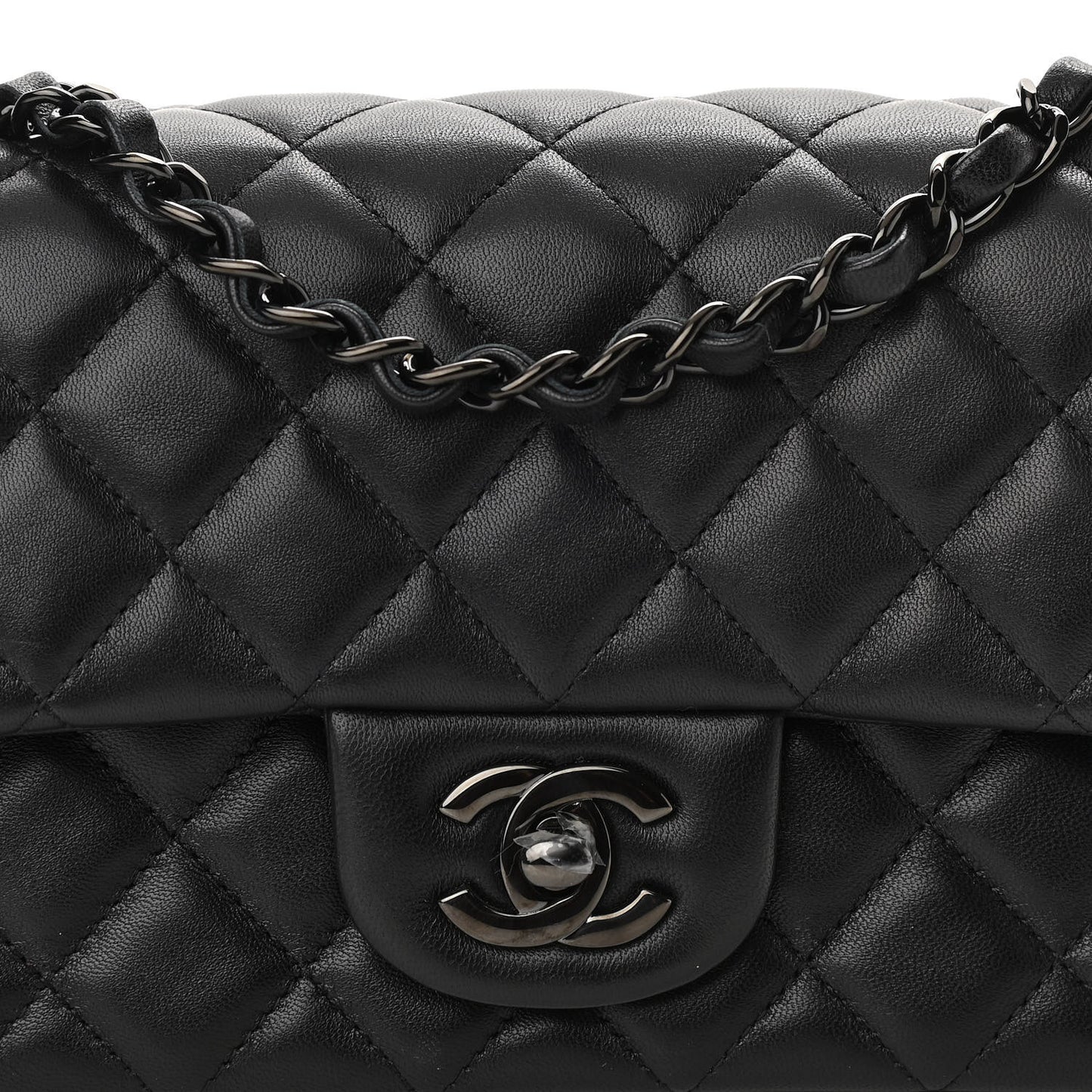 Lambskin Quilted Mini Rectangular Flap So Black