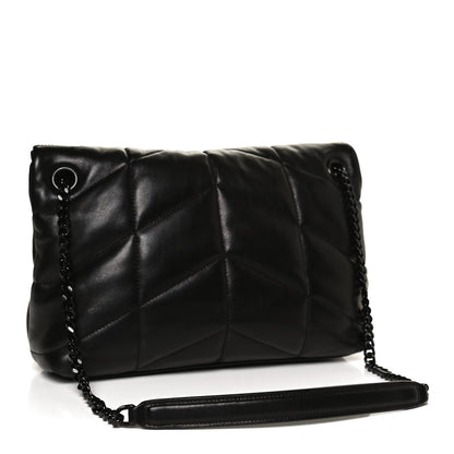 Saint Laurent Lambskin Quilted Small Loulou Puffer Monogram Chain Satchel Black 2 of 9