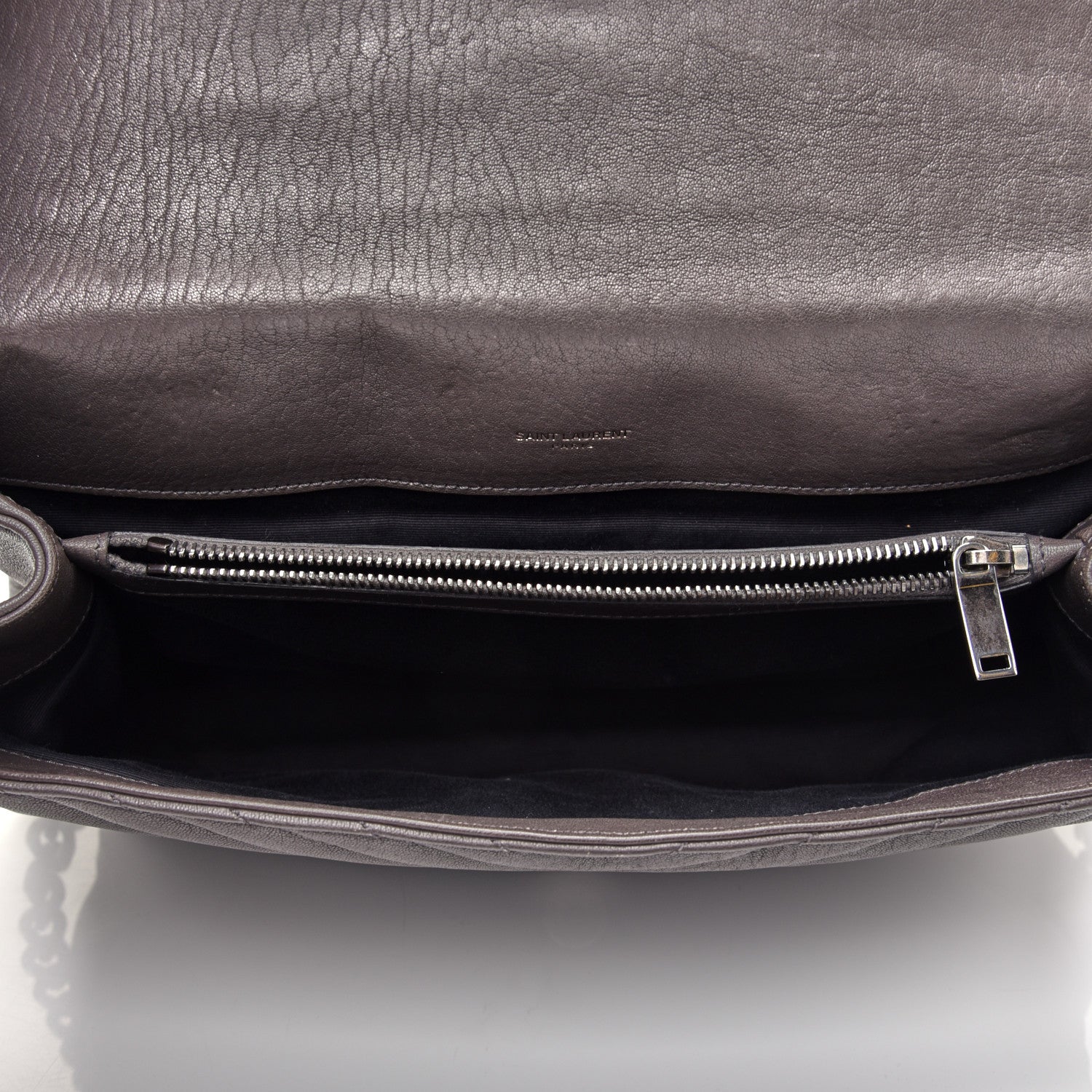 Saint Laurent Sheepskin Matelasse Chevron Monogram Large College Bag Light Coal 5 of 10