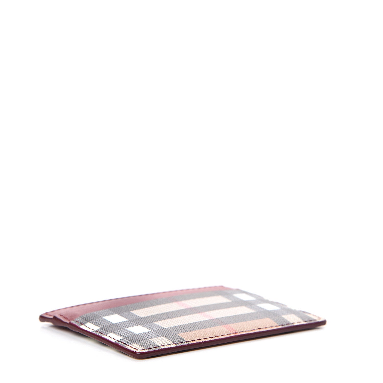 Burberry Smooth Calfskin Vintage Check Sandon Card Case Crimson 3 of 7