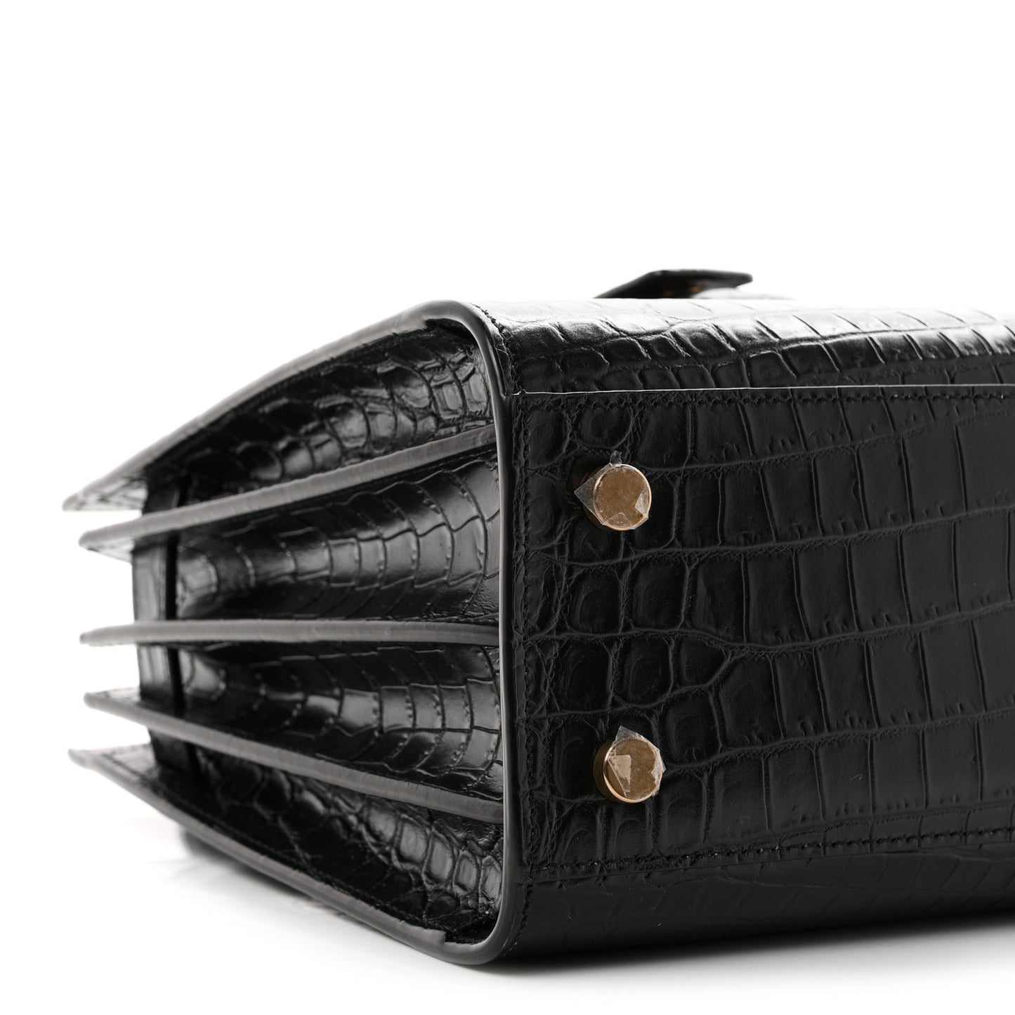 Calfskin Crocodile Embossed Baby Sac De Jour Black