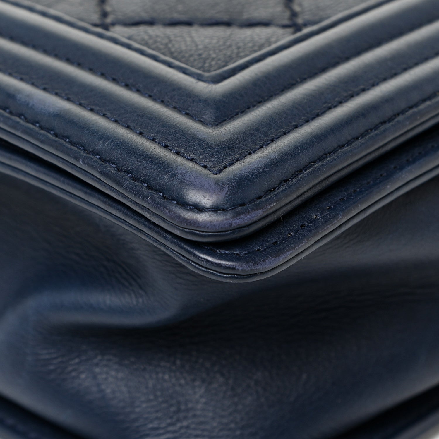Chanel Calfskin Double Stitch Large Boy Flap Navy Blue 12 of 19