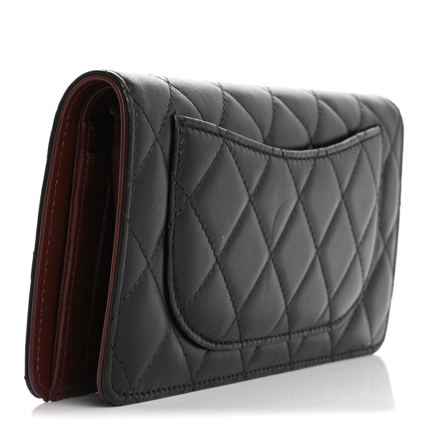 Lambskin Quilted Yen Wallet Black