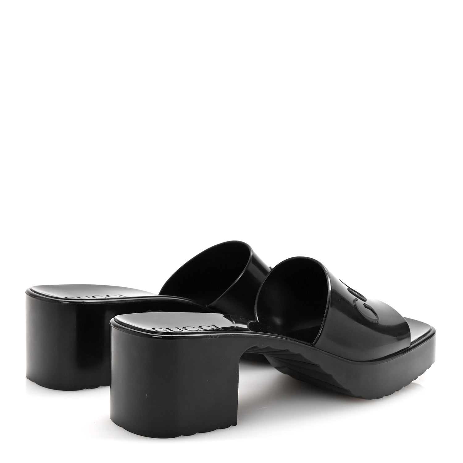 Gucci Rubber Gucci Logo Womens Platform 20/60mm Slide Sandals 36 Black 5 of 10