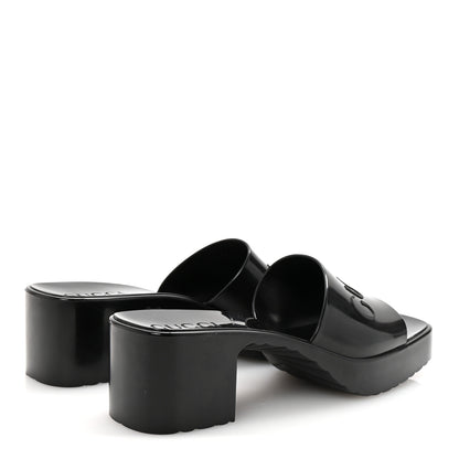 Gucci Rubber Gucci Logo Womens Platform 20/60mm Slide Sandals 36 Black 5 of 10