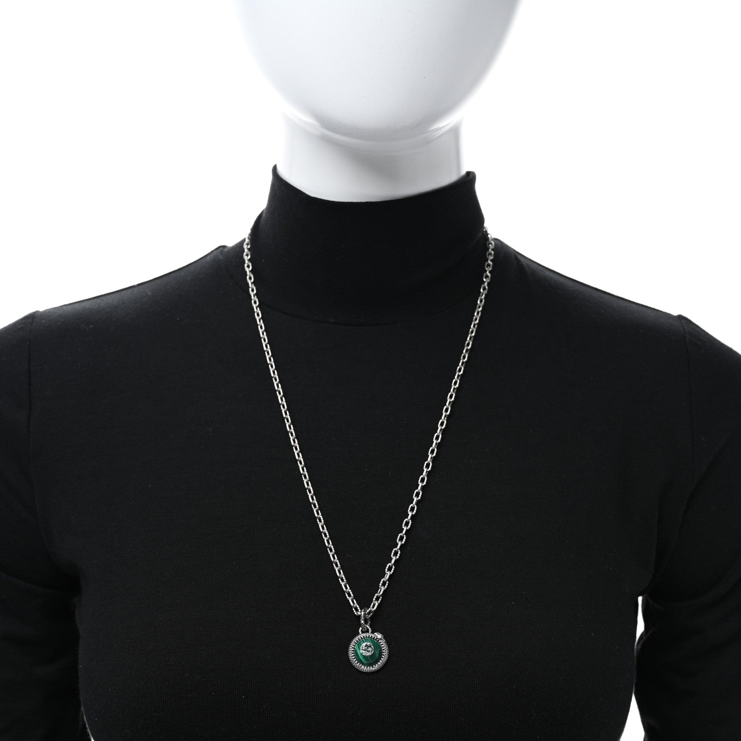 Gucci Sterling Silver Resin Garden GG Necklace Green 2 of 6