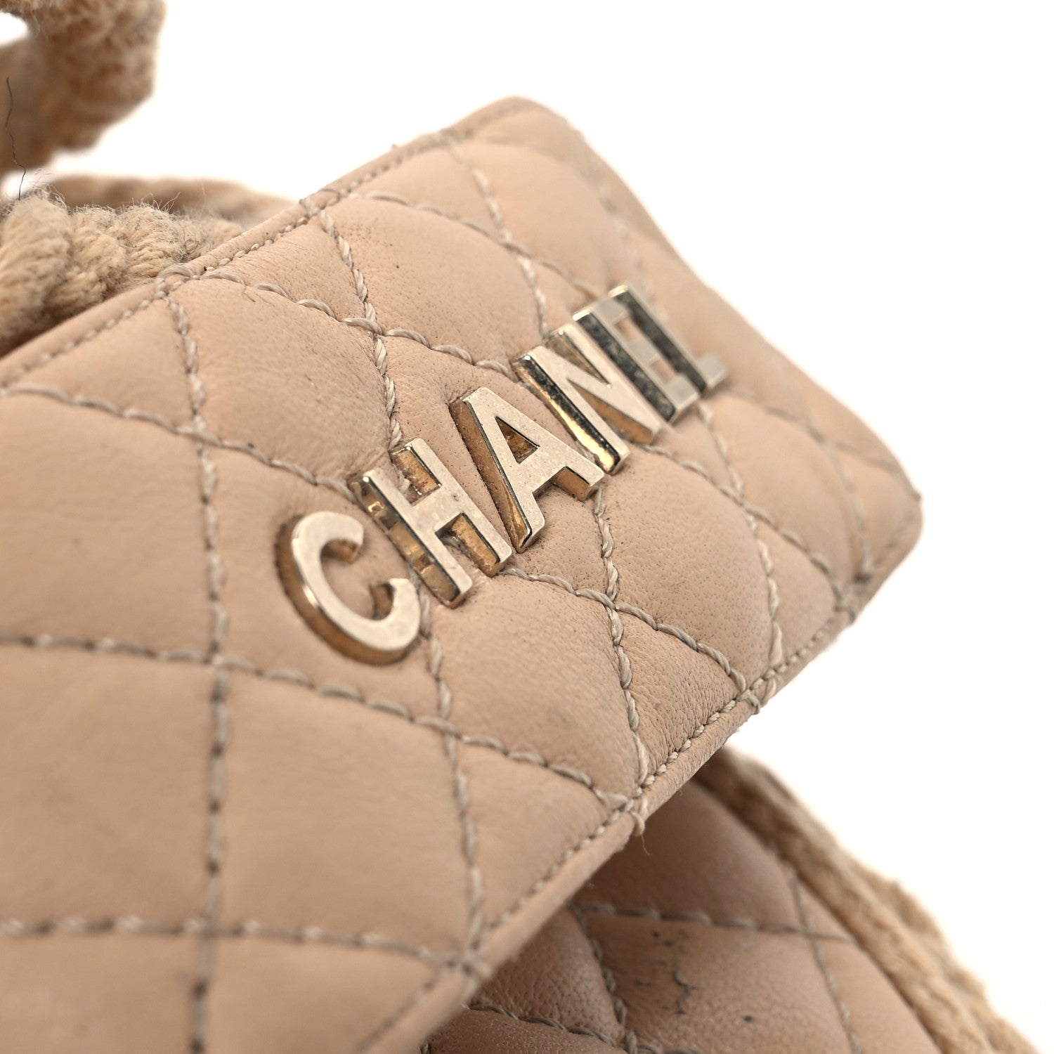 Chanel Cord Lambskin Quilted Logo Mules 39 Beige 13 of 17