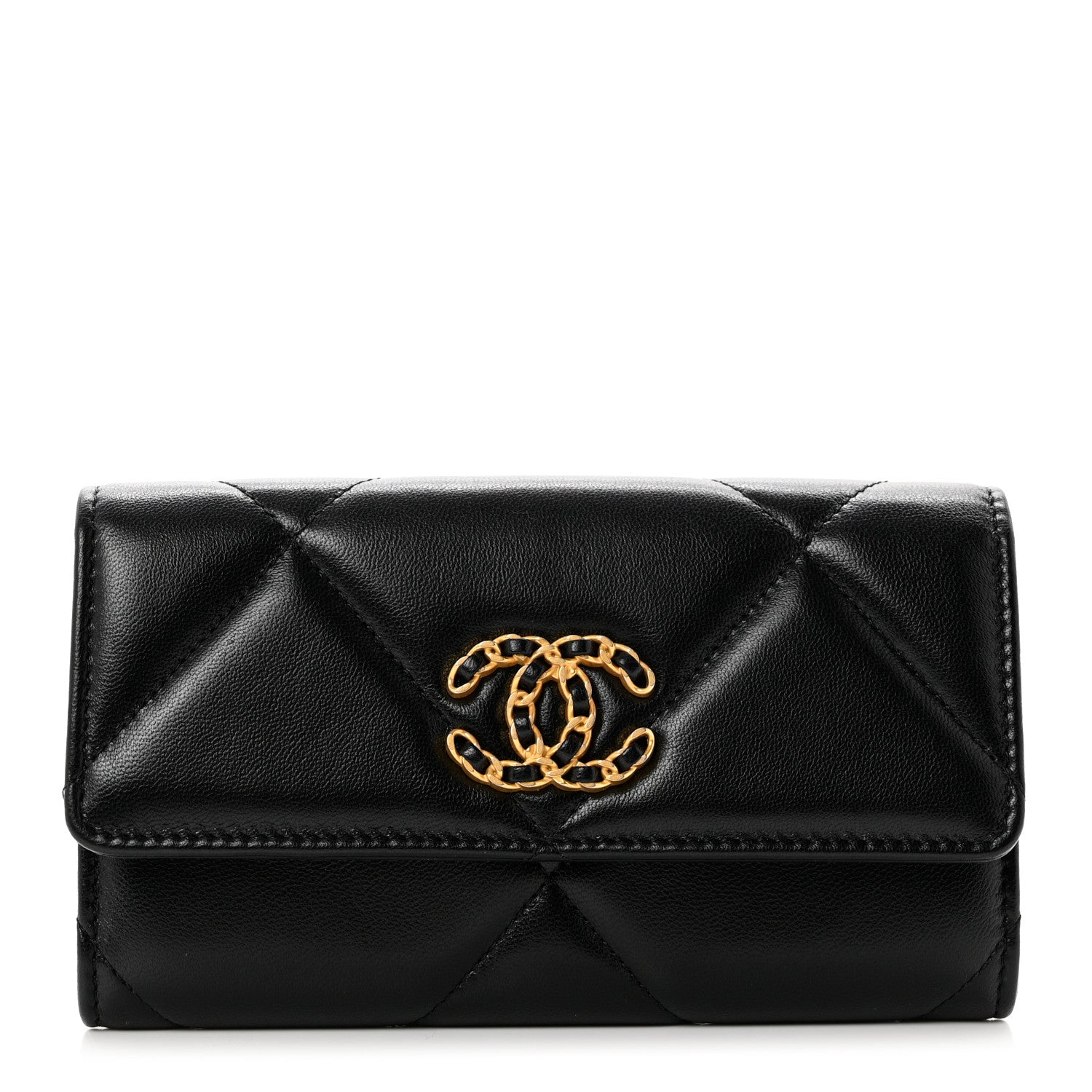 Chanel Lambskin Quilted Chanel 19 Flap Wallet Black 1 of 9