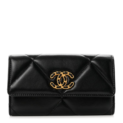 Chanel Lambskin Quilted Chanel 19 Flap Wallet Black 1 of 9