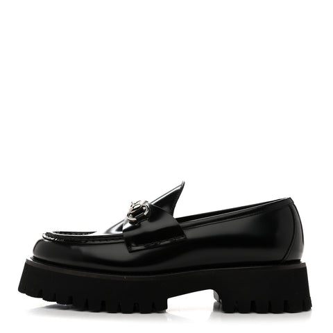 Cordovan Lux Womens Horsebit 45mm Platform Loafers 39.5 Black
