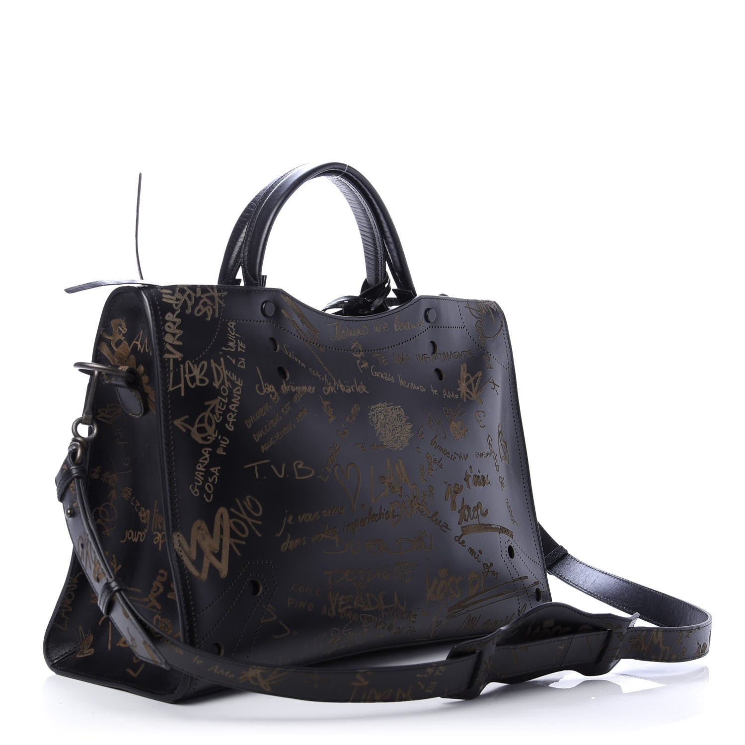 Balenciaga Calfskin Love Perforated Blackout Hardware City Black 4 of 12
