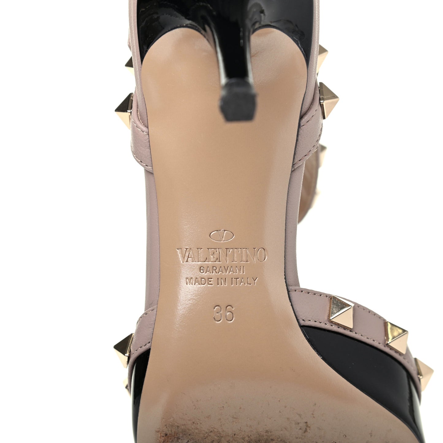 Patent Nappa Rockstud Ankle Strap 65mm Pumps 36 Black Poudre