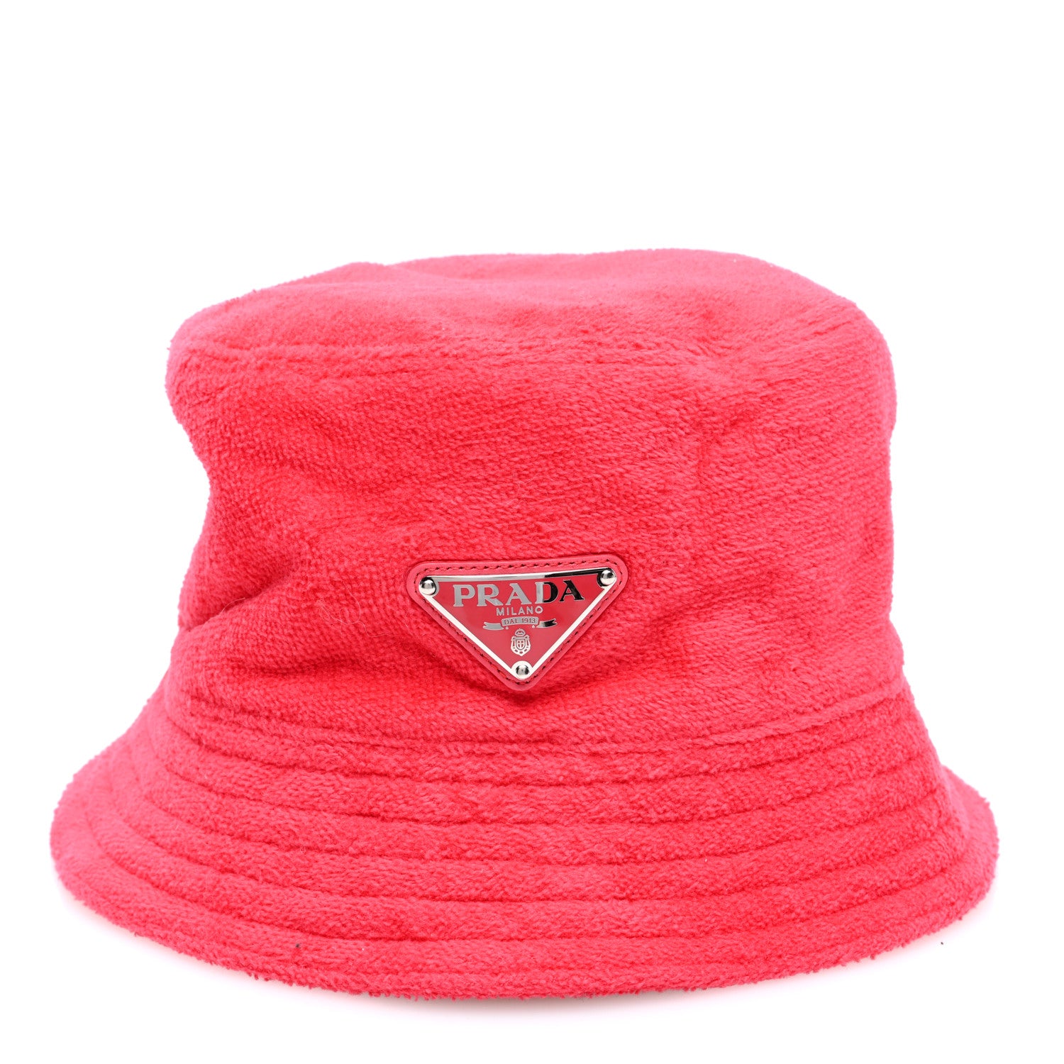 Prada Terry Cloth Metal Triangle Logo Womens Bucket Hat M Ibisco 3 of 8