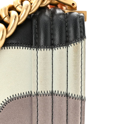 Chanel Lambskin Suede Patchwork Medium Act I Camellia Boy Flap Charcoal Brown Pink 12 of 12