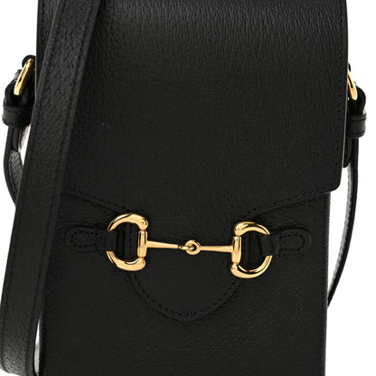 Gucci Boarded Plutone Calfskin Mini Horsebit 1955 Crossbody Bag Black 8 of 11