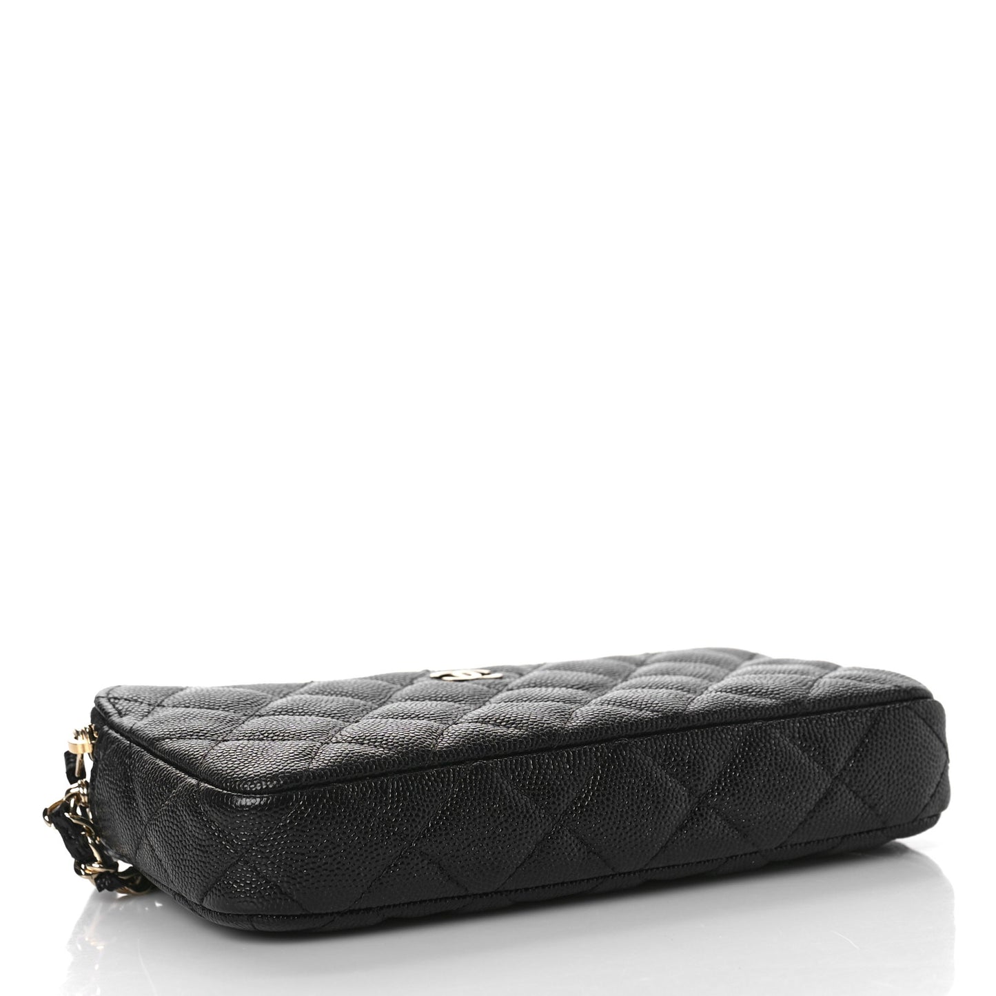 Caviar Quilted Small Clutch With Chain Black