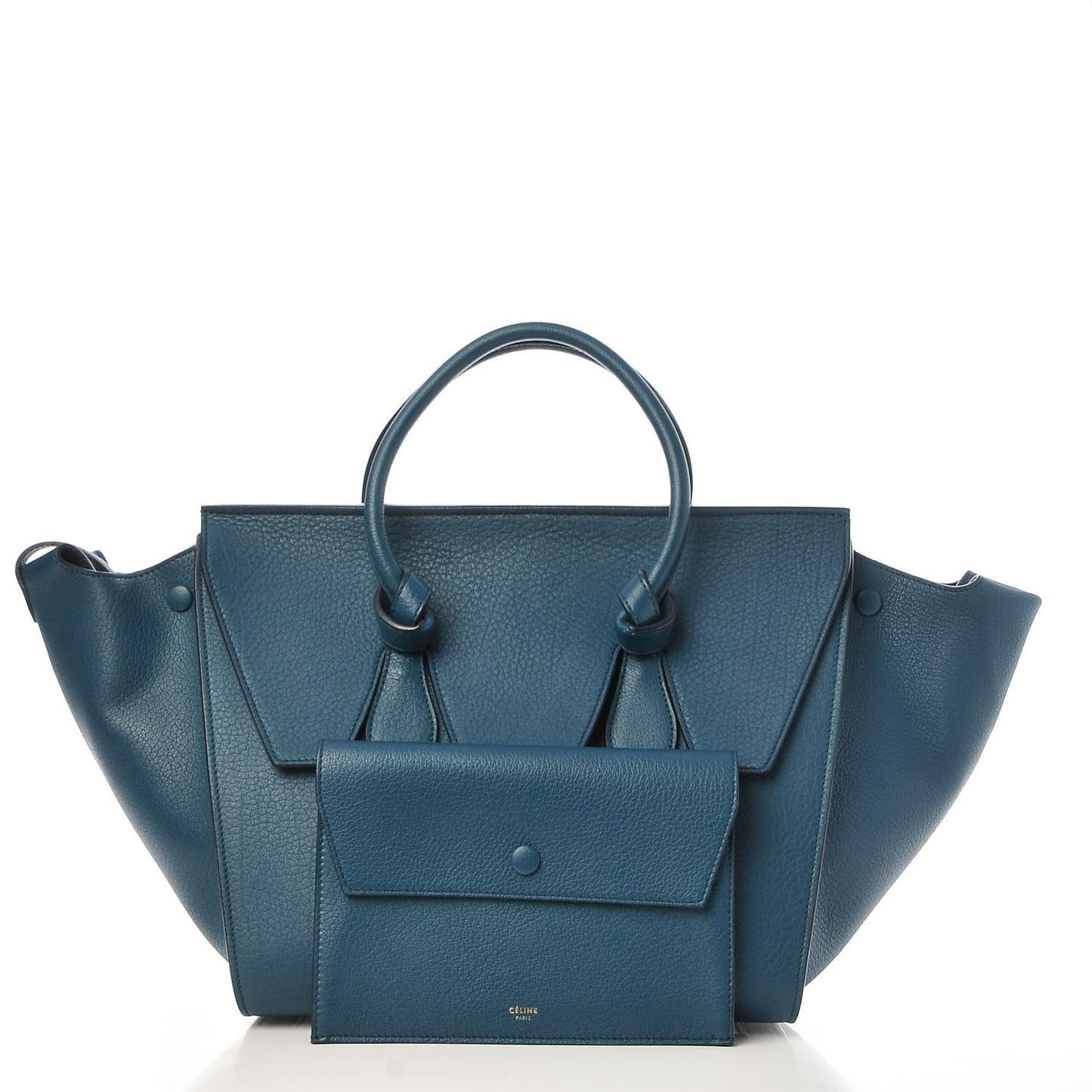 Crisped Calfskin Small Tie Knot Tote Metallic Blue