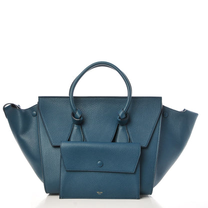 Celine Crisped Calfskin Small Tie Knot Tote Metallic Blue 3 of 7