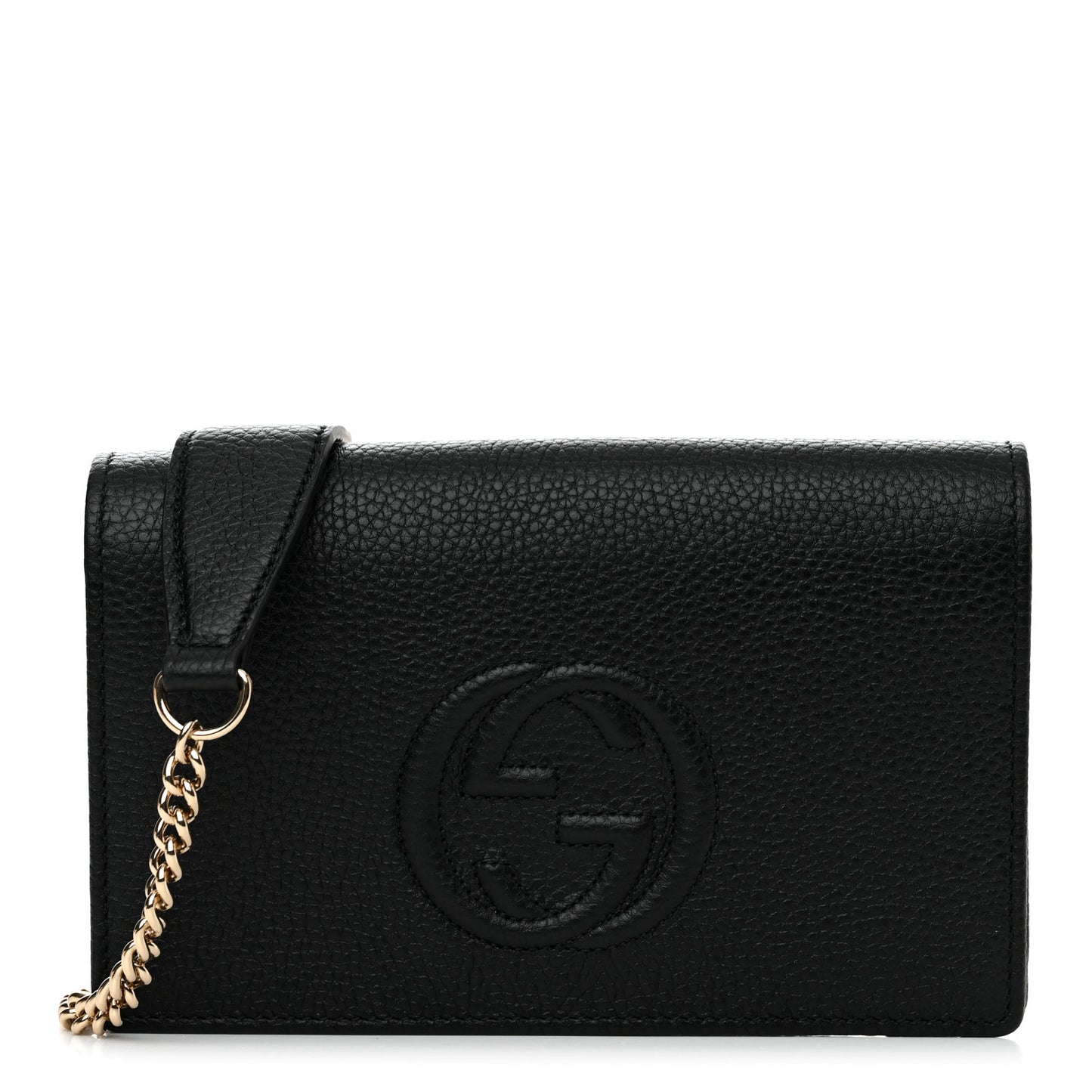 Pebbled Calfskin Soho Wallet On Chain Black