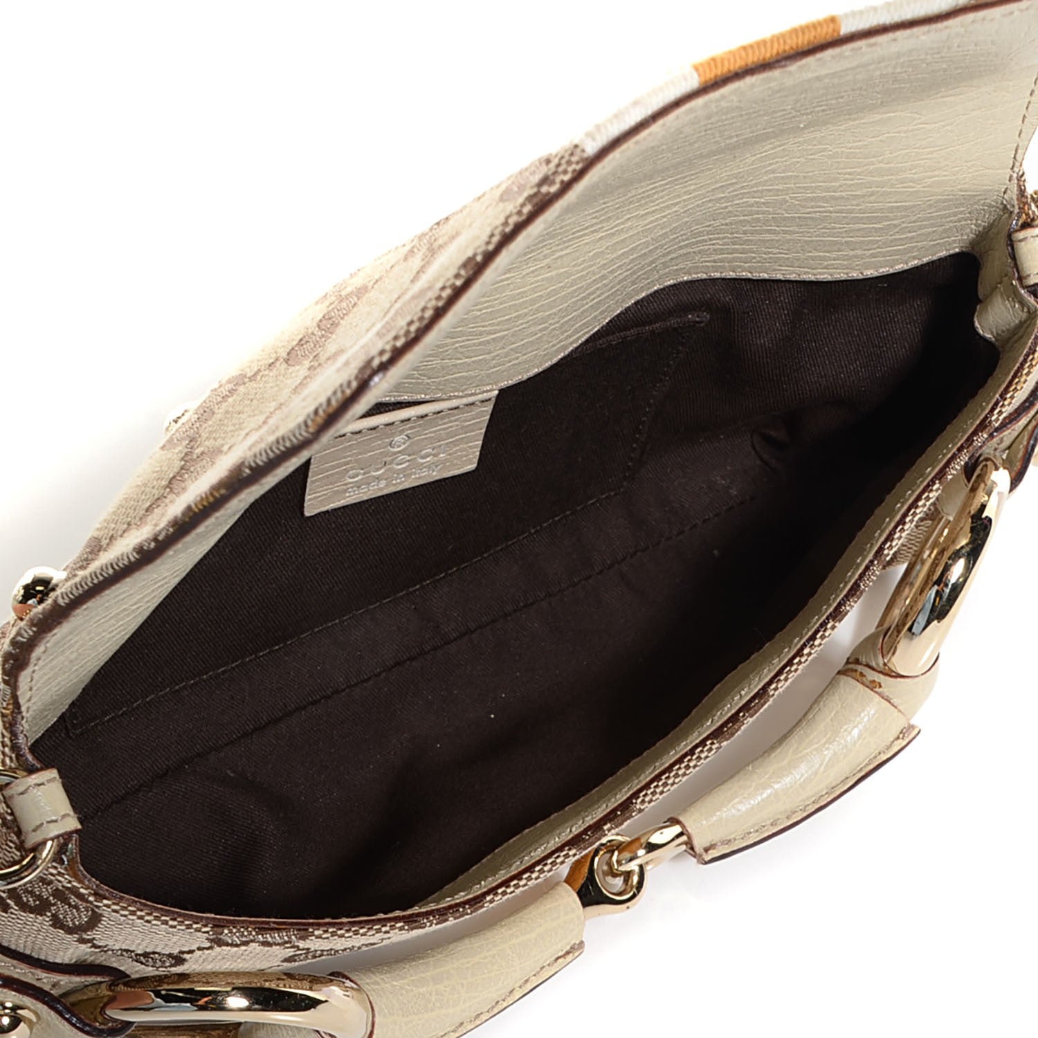 Gucci Monogram Web Small Horsebit Chain Clutch Off White 5 of 7