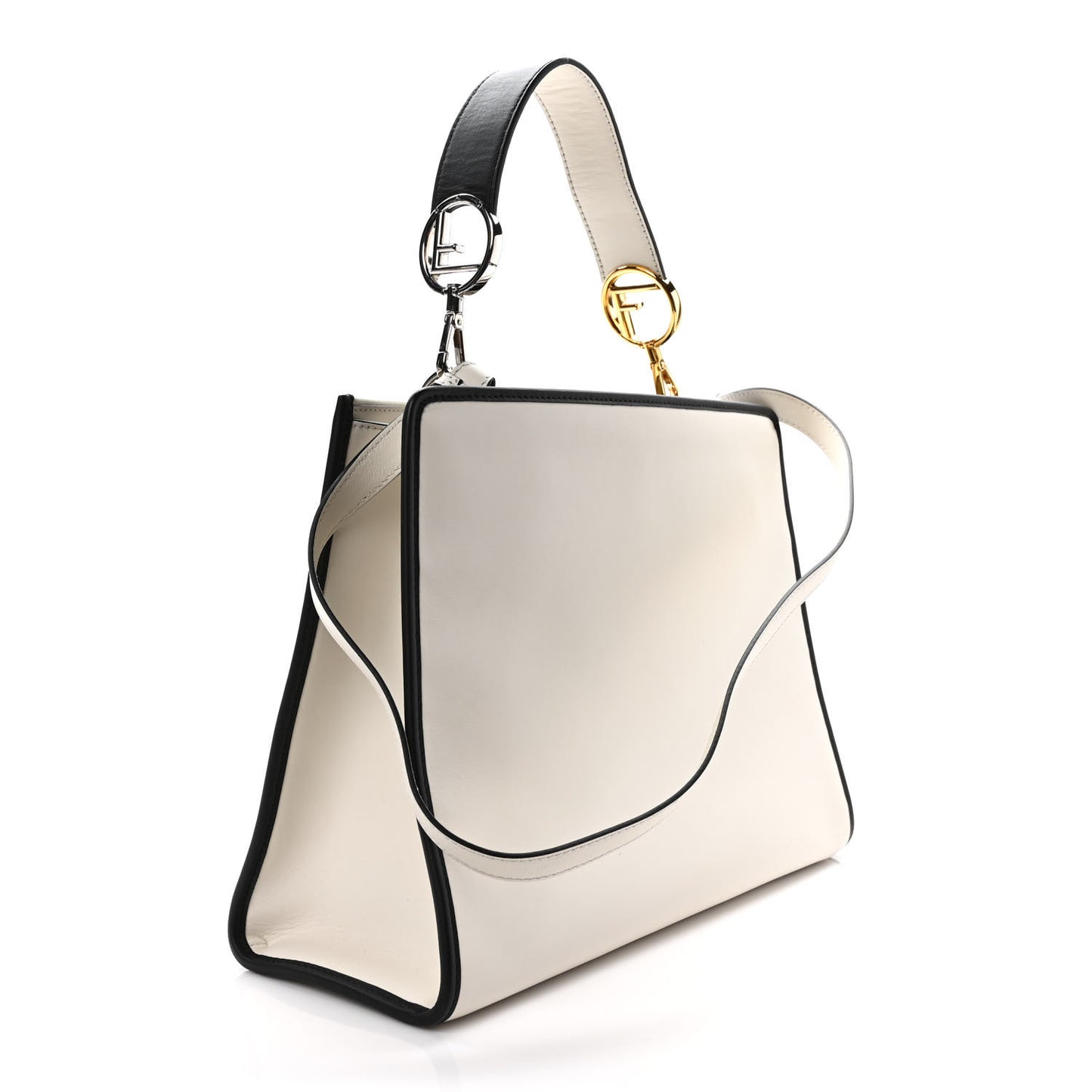 Vitello Century Velvet F is Fendi FF Embroidered Regular Runaway Satchel White Black
