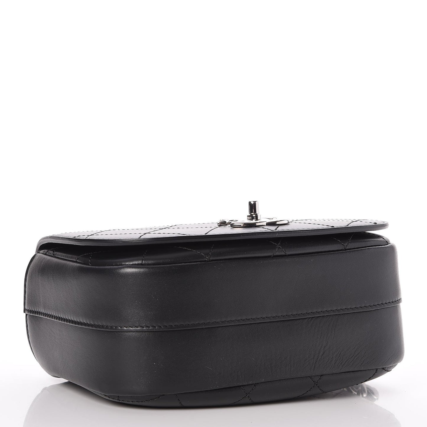 Calfskin Stitched Small Ring My Bag Flap Crossbody Bag Black