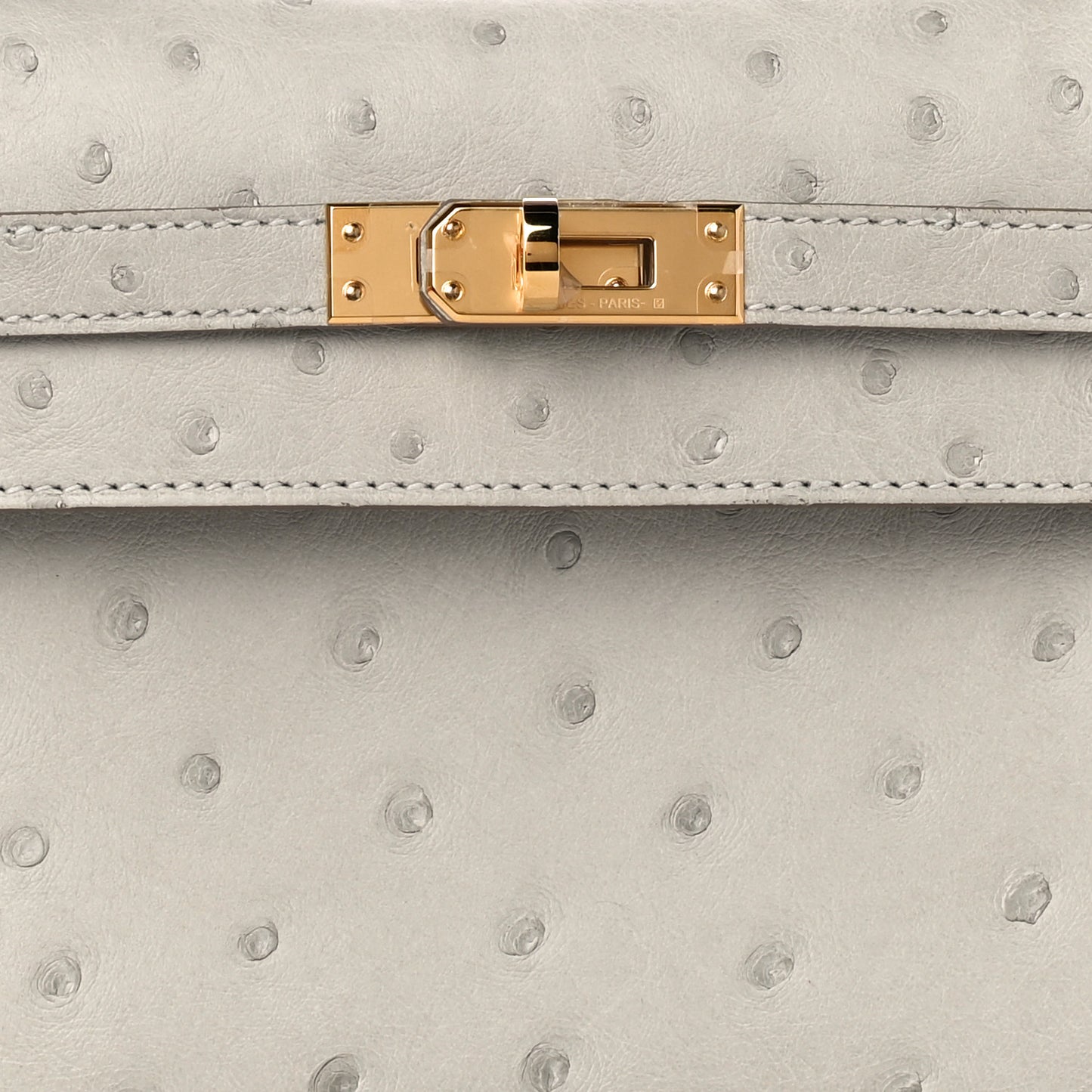 Ostrich Kelly Pochette Clutch Gris Perle