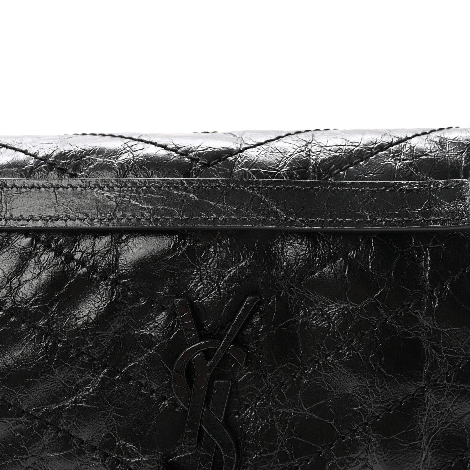 Saint Laurent Crinkled Calfskin Matelasse Monogram Medium Niki Chain Satchel Black 8 of 10