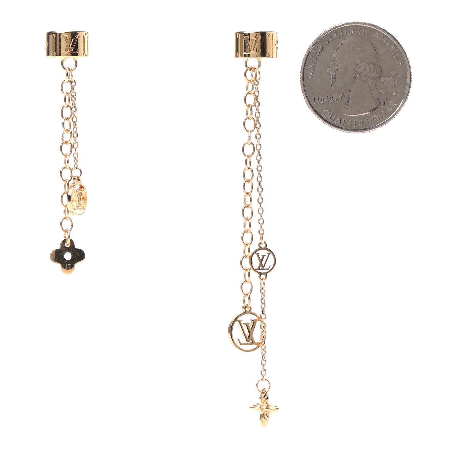 Louis Vuitton Nanogram Earphone Earrings Gold 2 of 4