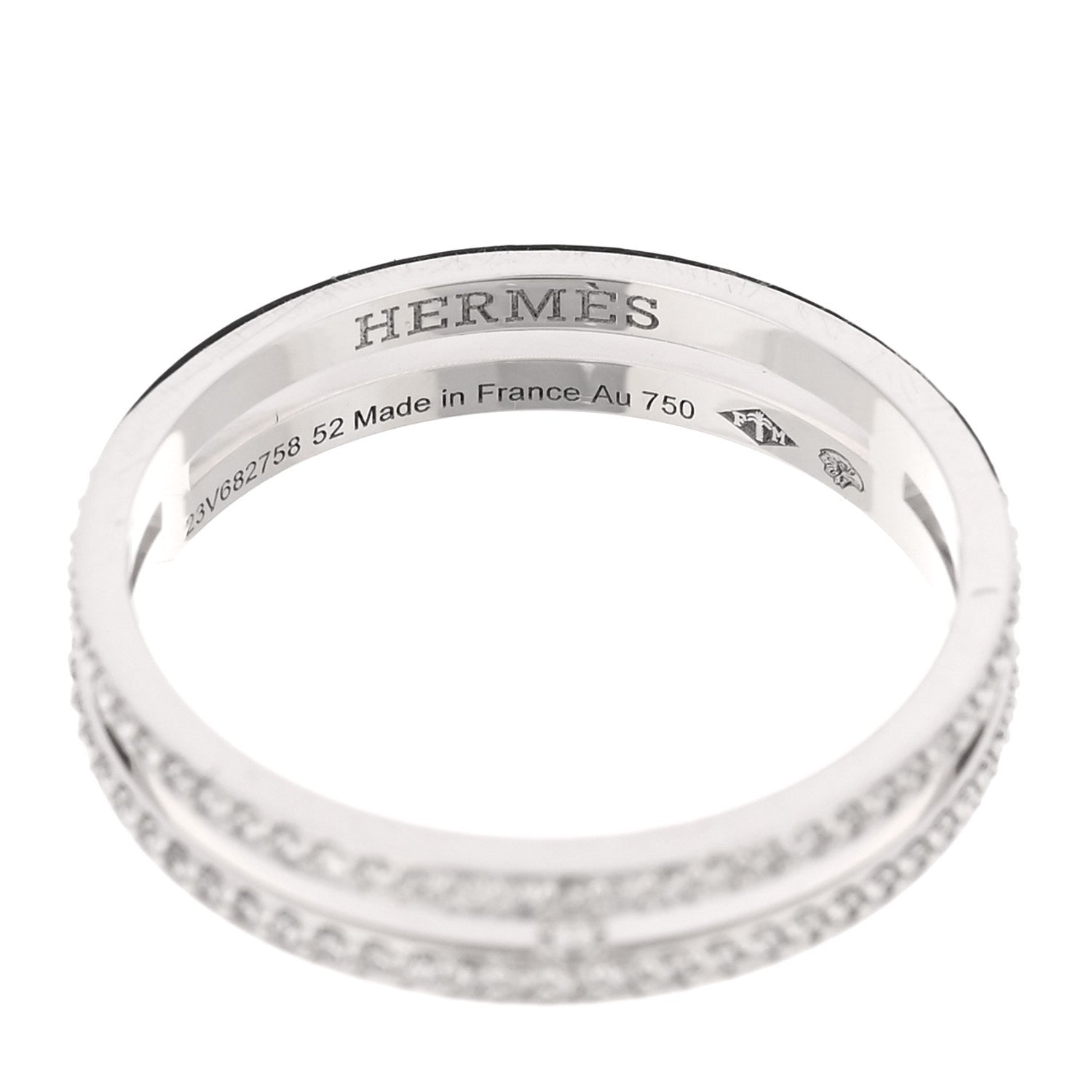 Hermes 18K White Gold Diamond Ariane Wedding Band Ring 52 6 4 of 5